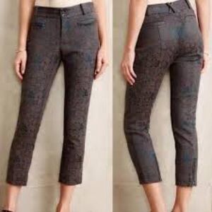 Anthropologie Cartonnier Charlie Ankle‎ Pants 4 gray jacquard trousers cropped